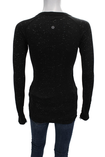 Lululemon Women Black Nylon Crew Neck Long Sleeve Pullover Size 4