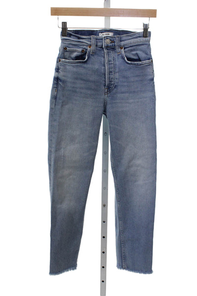 Re/Done Womens Straight Jeans Blue High Rise Cotton Blend Size 25
