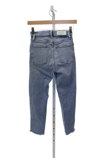 Re/Done Womens Straight Jeans Blue High Rise Cotton Blend Size 25