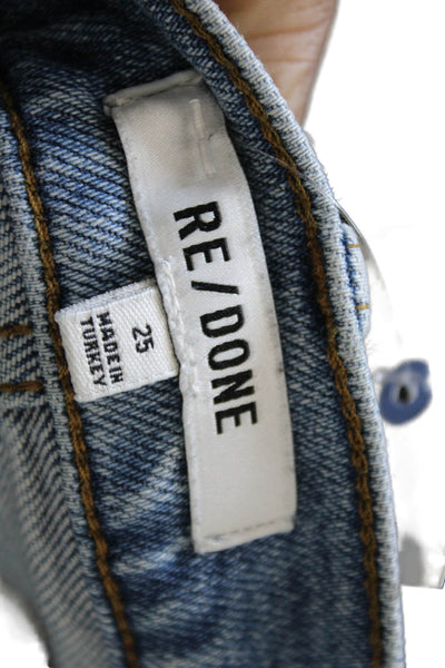 Re/Done Womens Straight Jeans Blue High Rise Cotton Blend Size 25