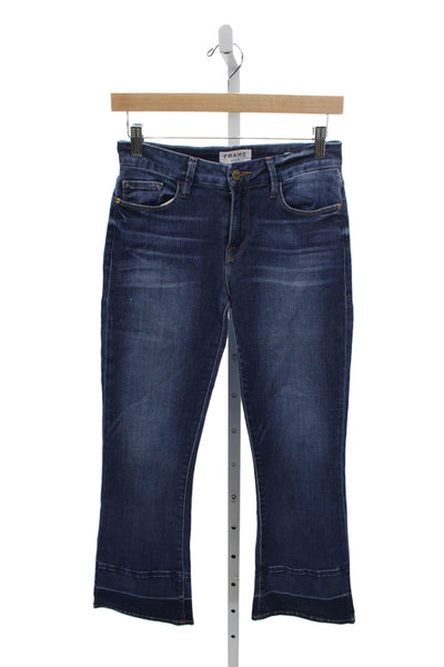 Frame Denim Womens Cropped Jeans Blue Mid Rise Cotton Size 25