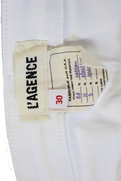 L'Agence Womens White Skinny High Rise Jeans Cotton Blend Button 25in Size 30