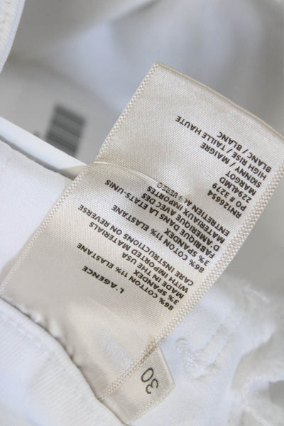 L'Agence Womens White Skinny High Rise Jeans Cotton Blend Button 25in Size 30