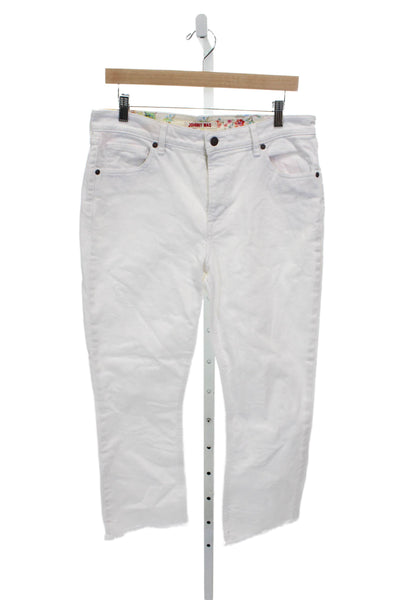 Johnny Was Womens Straight Jeans White High Rise Butterfly 24in Size 30