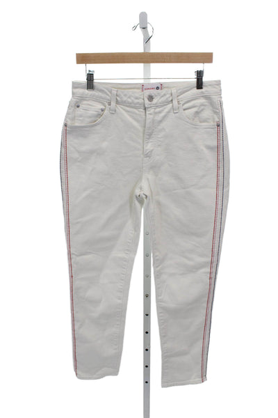 Sundry Womens Cropped High Rise White Cotton Blend Jeans Size 29