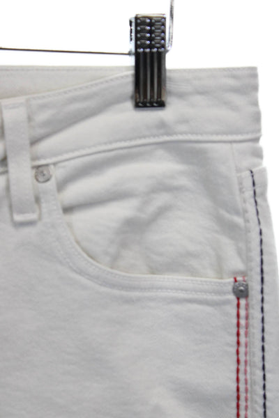 Sundry Womens Cropped High Rise White Cotton Blend Jeans Size 29