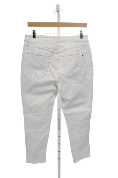 Sundry Womens Cropped High Rise White Cotton Blend Jeans Size 29