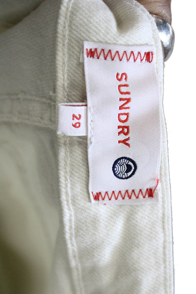 Sundry Womens Cropped High Rise White Cotton Blend Jeans Size 29