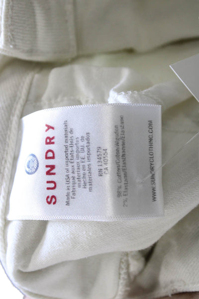 Sundry Womens Cropped High Rise White Cotton Blend Jeans Size 29