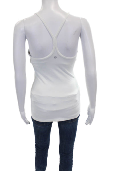 Lululemon Women Basic Sleeveless Tank White Nylon Scoop Neck Size 4