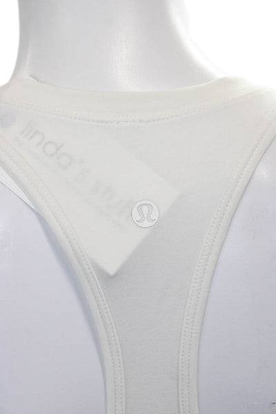 Lululemon Women Basic White Polyester Scoop Neck Sleeveless Tank Size 4