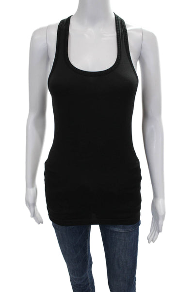 Lululemon Women Basic Black Scoop Neck Sleeveless Tank Solid Synthetic Size 4