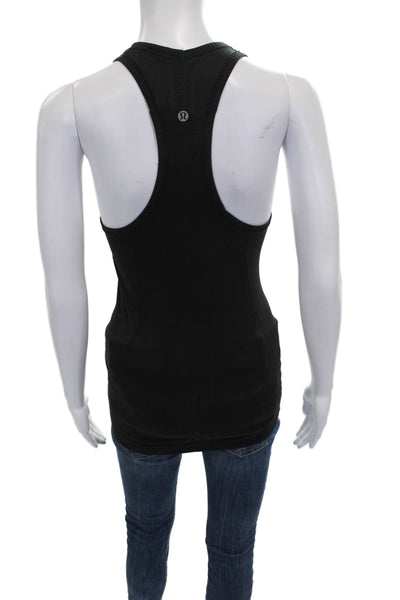 Lululemon Women Basic Black Scoop Neck Sleeveless Tank Solid Synthetic Size 4