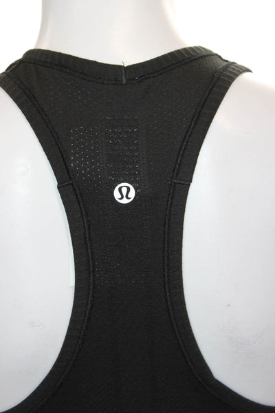 Lululemon Women Basic Black Scoop Neck Sleeveless Tank Solid Synthetic Size 4