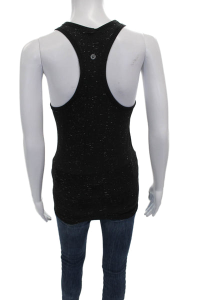 Lululemon Womens Scoop Neck Spotted Black Basic Tank Polyester Pullover Size 4