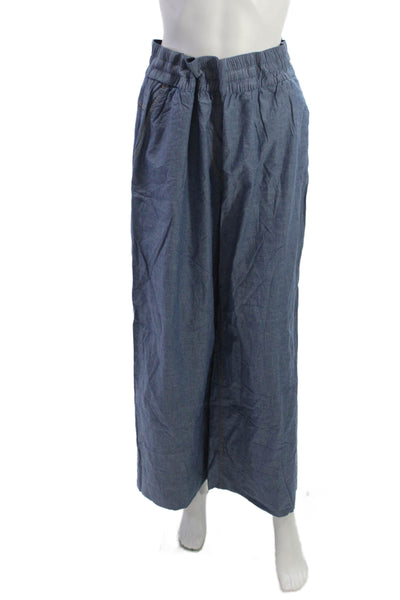 Elizabeth & James Womens Cropped Pants Blue 100% Cotton Pull On Size L