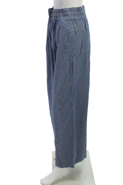 Elizabeth & James Womens Cropped Pants Blue 100% Cotton Pull On Size L