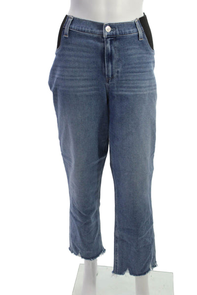 Paige Women Cropped High Rise Blue Cotton Jeans Maternity Size 32