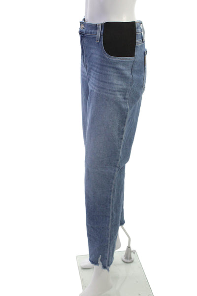 Paige Women Cropped High Rise Blue Cotton Jeans Maternity Size 32
