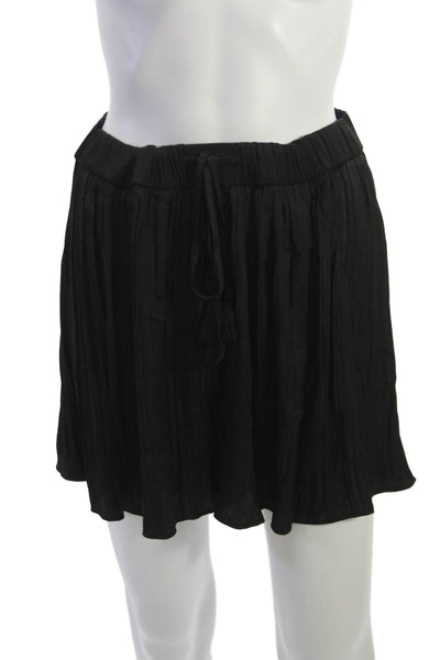 Zara Women Mini Skirt Black Drawstring 100% Polyester Size L