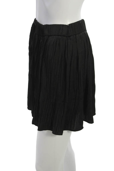 Zara Women Mini Skirt Black Drawstring 100% Polyester Size L
