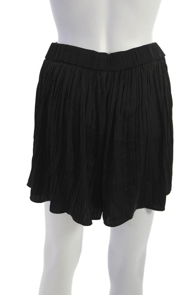 Zara Women Mini Skirt Black Drawstring 100% Polyester Size L