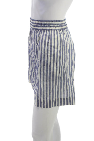 J Crew Womens Paperbag Shorts Blue Striped Cotton Pull On Nautical Size L