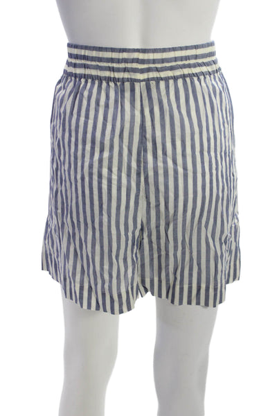 J Crew Womens Paperbag Shorts Blue Striped Cotton Pull On Nautical Size L