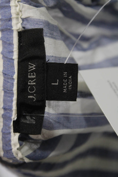 J Crew Womens Paperbag Shorts Blue Striped Cotton Pull On Nautical Size L