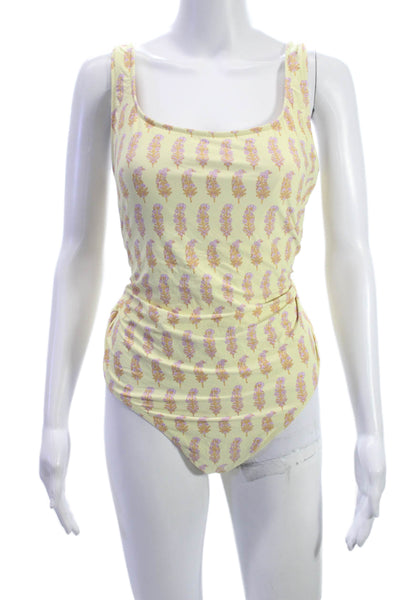 J Crew Women Swimwear One Piece Yellow Floral Polyamide Size 16