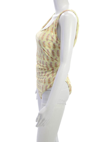 J Crew Women Swimwear One Piece Yellow Floral Polyamide Size 16