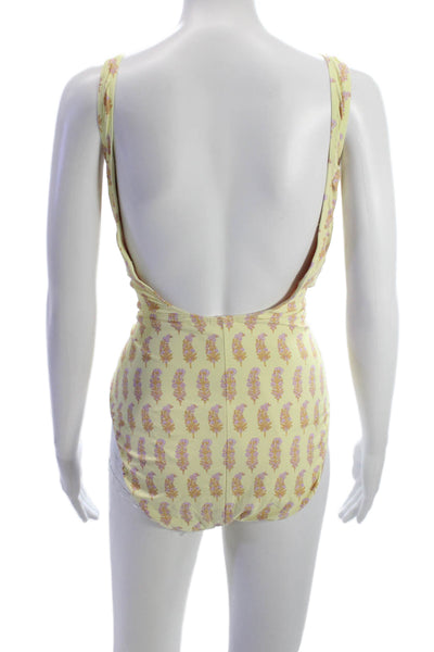 J Crew Women Swimwear One Piece Yellow Floral Polyamide Size 16