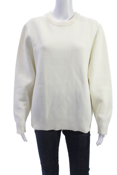 Uniqlo Womens Pullover Sweater Crew Neck Long Sleeve Ivory Size M