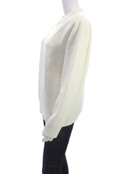 Uniqlo Womens Pullover Sweater Crew Neck Long Sleeve Ivory Size M
