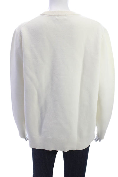 Uniqlo Womens Pullover Sweater Crew Neck Long Sleeve Ivory Size M