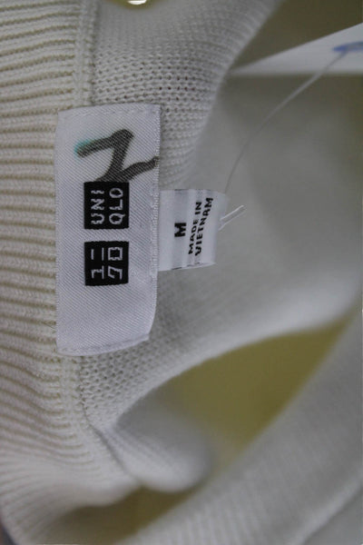 Uniqlo Womens Pullover Sweater Crew Neck Long Sleeve Ivory Size M