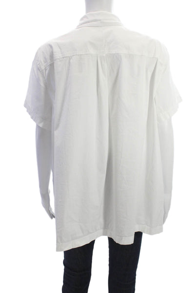 Theory Womens Collared Short Sleeve Button-Up White Basic Top Size XL