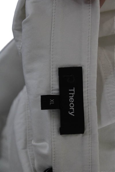 Theory Womens Collared Short Sleeve Button-Up White Basic Top Size XL