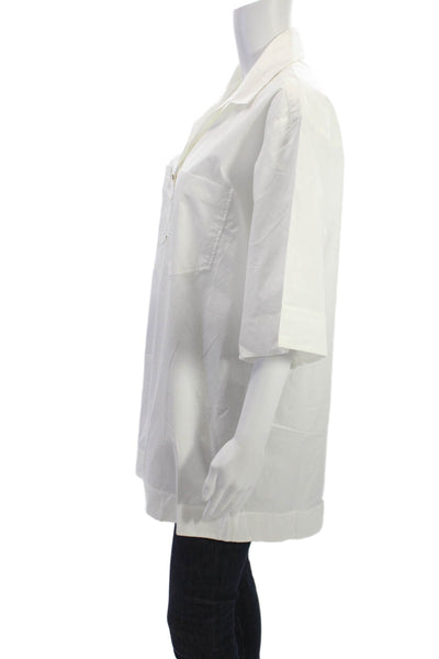 Sandro Women Tunic Button-Up Collared Short Sleeve 100% Cotton White Size 4