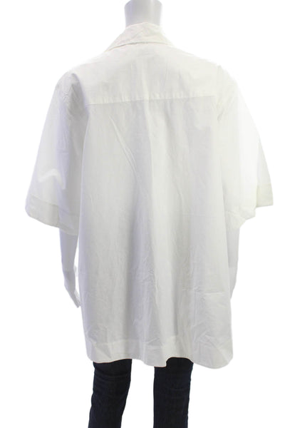 Sandro Women Tunic Button-Up Collared Short Sleeve 100% Cotton White Size 4