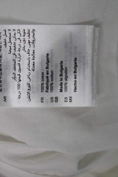 Sandro Women Tunic Button-Up Collared Short Sleeve 100% Cotton White Size 4