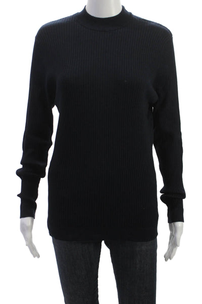 Zara Womens Pullover Sweater Black Mock Neck Long Sleeve Size L