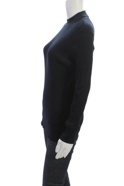 Zara Womens Pullover Sweater Black Mock Neck Long Sleeve Size L
