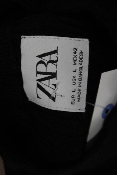 Zara Womens Pullover Sweater Black Mock Neck Long Sleeve Size L