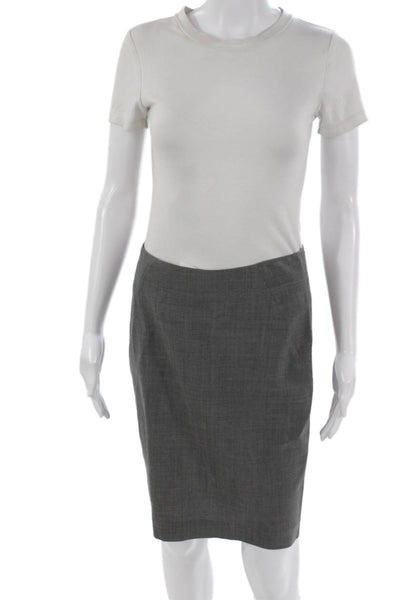Theory Womens Straight Pencil Skirt Gray Cotton Knee Length Zip Size 4