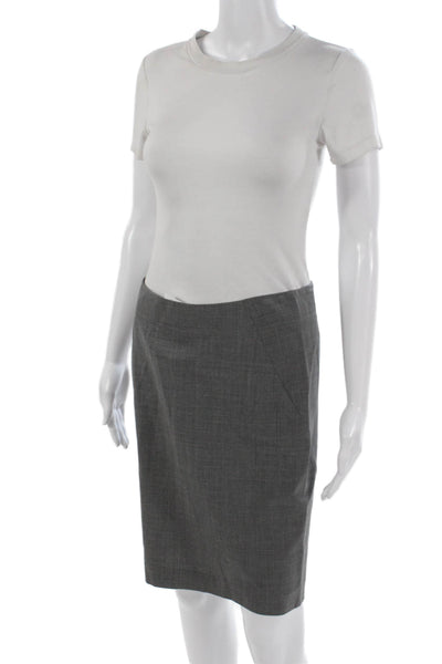Theory Womens Straight Pencil Skirt Gray Cotton Knee Length Zip Size 4