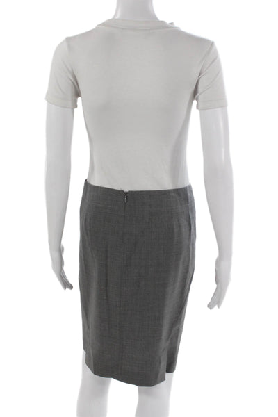 Theory Womens Straight Pencil Skirt Gray Cotton Knee Length Zip Size 4