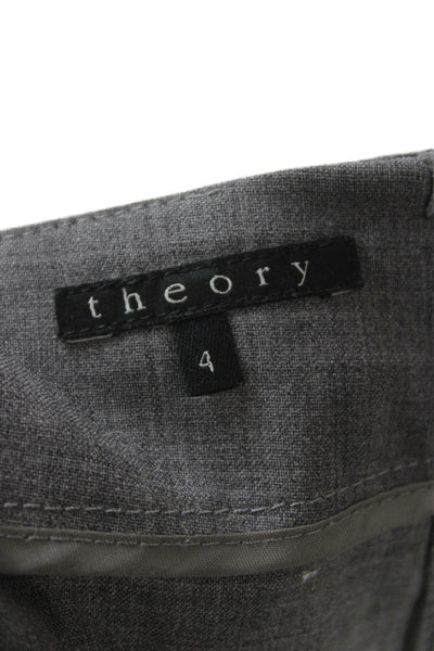 Theory Womens Straight Pencil Skirt Gray Cotton Knee Length Zip Size 4