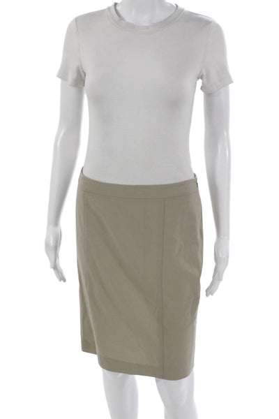 Theory Womens Straight Pencil Skirt Beige Polyester Knee Length Size 4