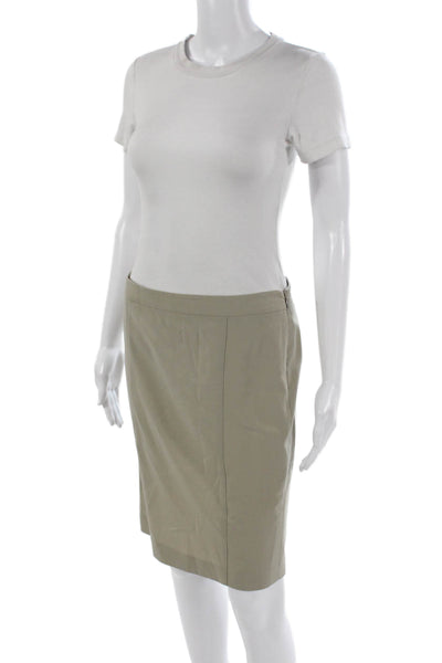 Theory Womens Straight Pencil Skirt Beige Polyester Knee Length Size 4
